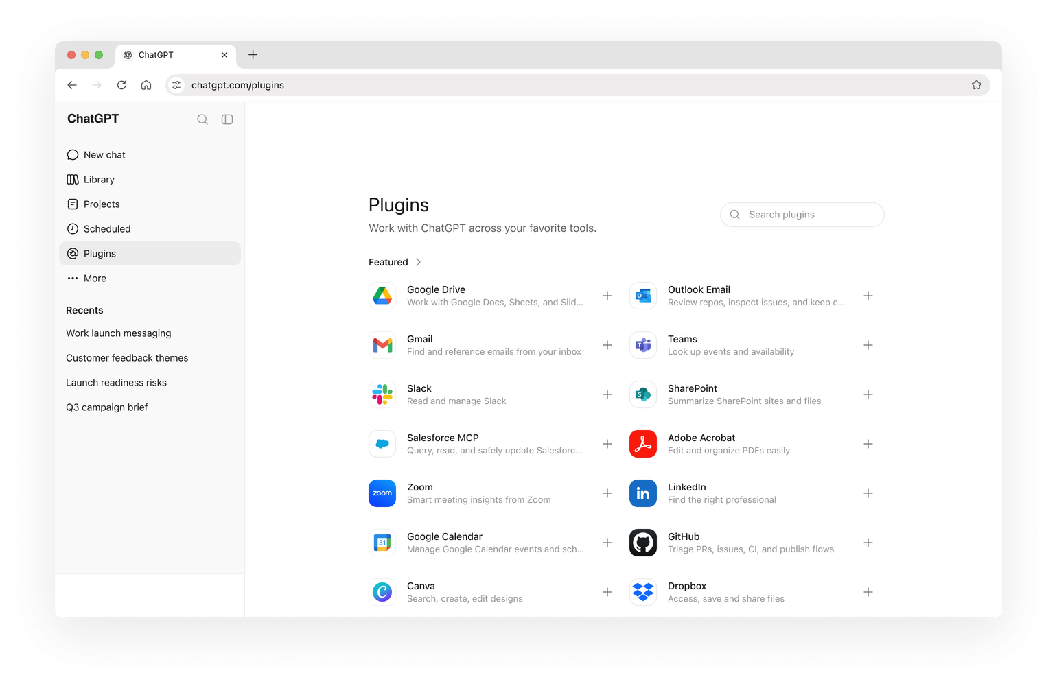 Official ChatGPT plugins library
